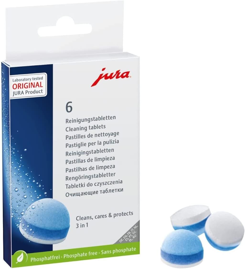 Jura E8 Automatic Espresso Machine Bundle with Smart Filter Cartridge, 3-Phase 6 Cleaning Tablets, Glass Milk Container, and Decalcifying Tablets (9-Pack) (13 Items)