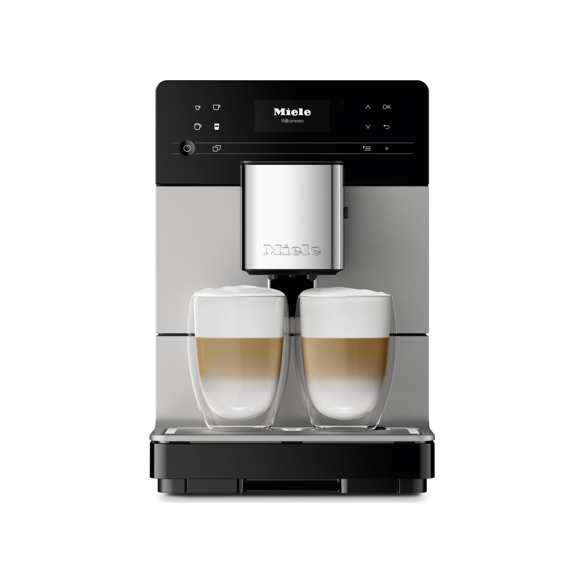 Miele CM 5310 Silence Automatic Coffee Maker - With OneTouch for Two, AromaticSystem, coffee pot, cleaning programs and more, in Obsidian Black