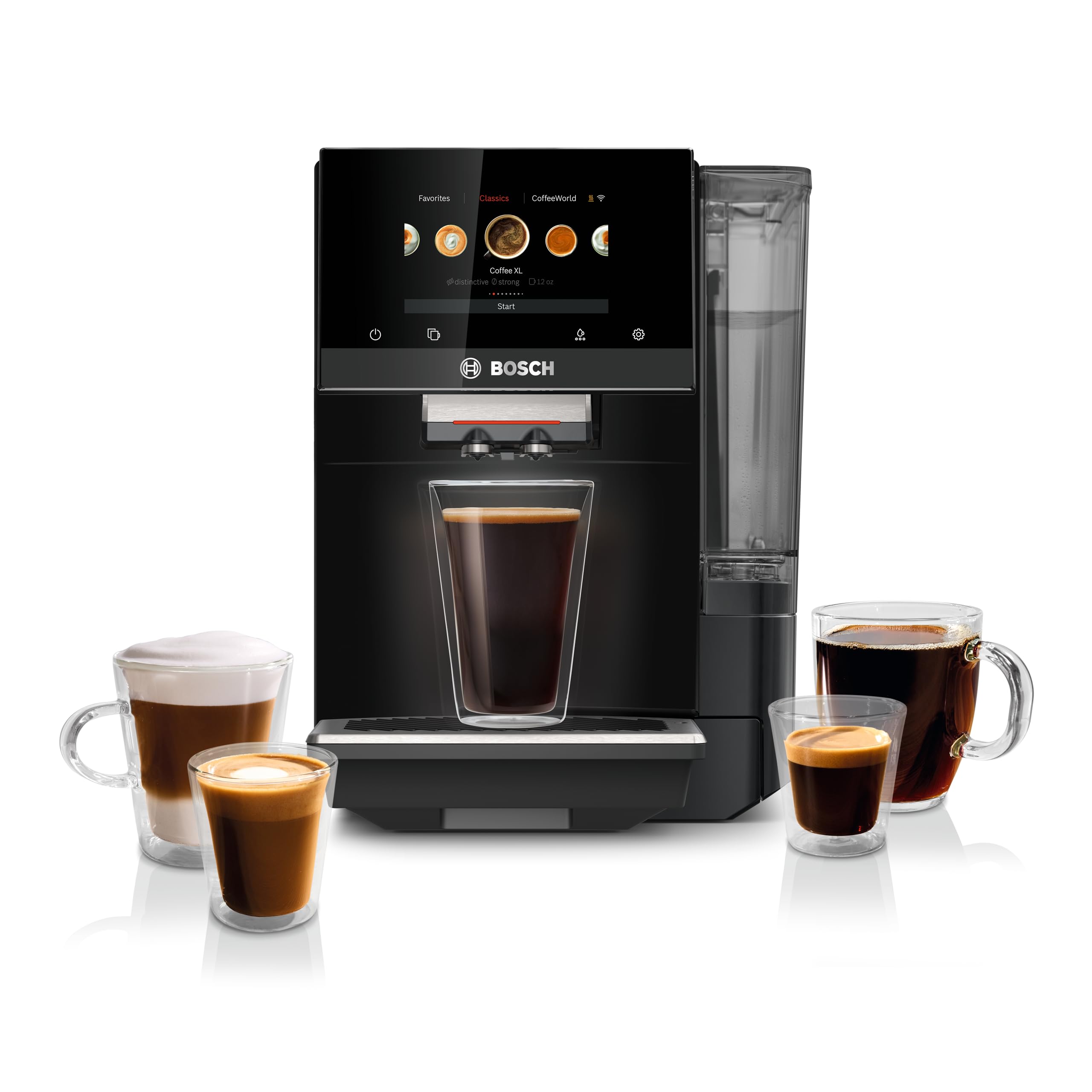 Bosch 800 Series Fully Automatic Espresso and Coffee Machine – 36 Drinks with Coffee World, Cold Brew, Double Cup, Milk Hose, Glass Milk Container, in Metallic Silver TPU60501