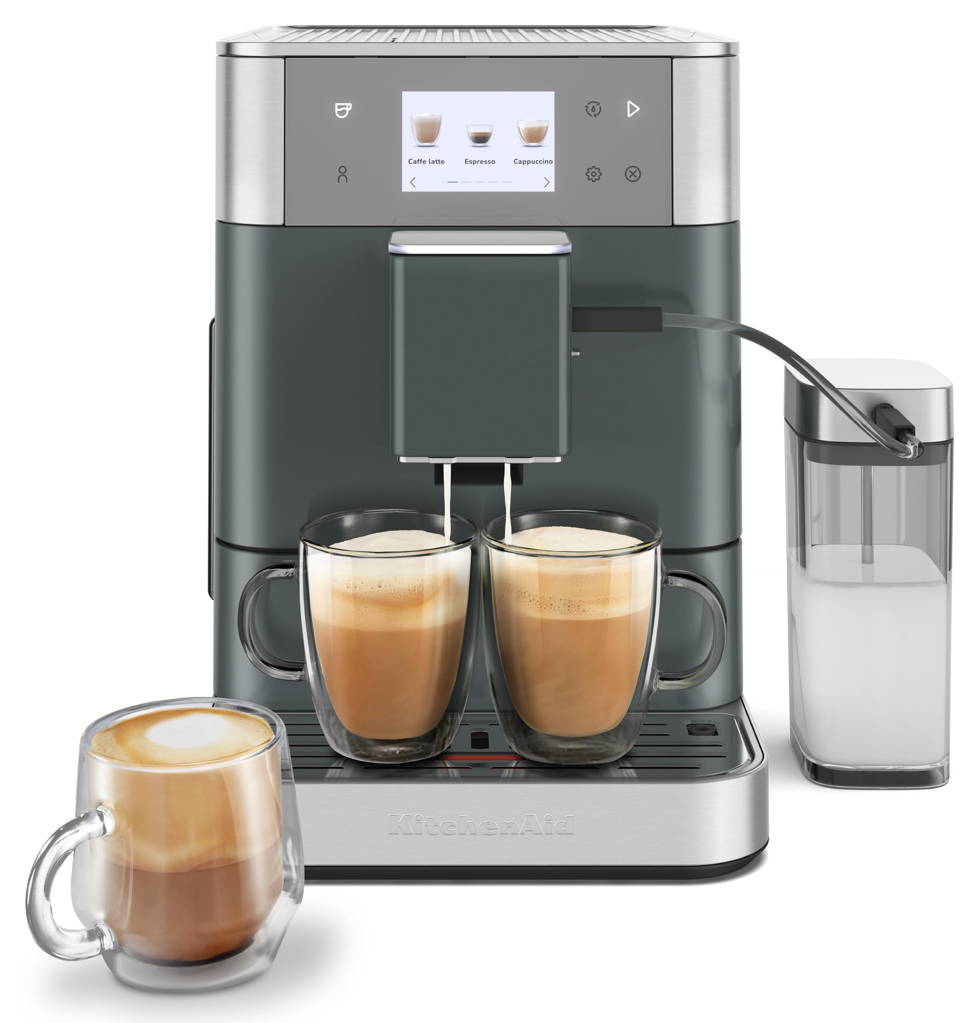KitchenAid Fully Automatic Espresso Machine KF7 with Milk Attachment, KES8557BK, Cast Iron Black