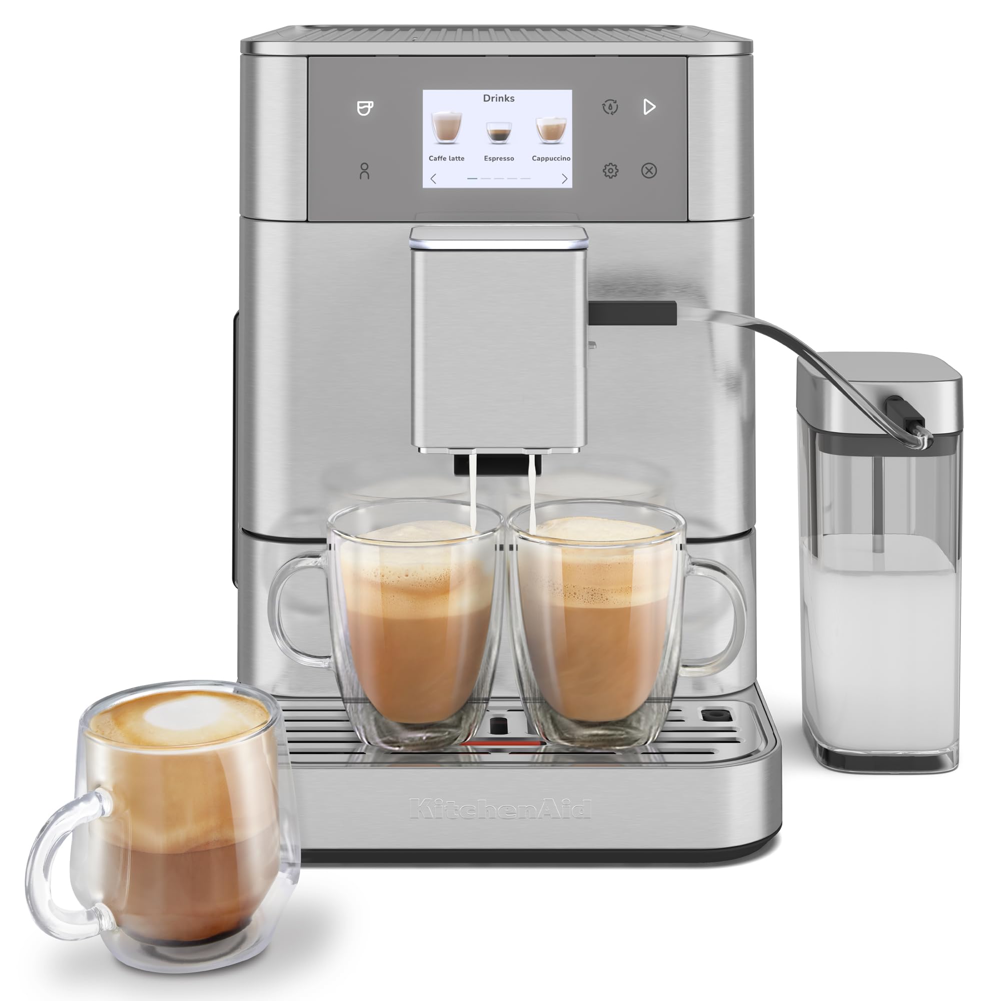 KitchenAid Fully Automatic Espresso Machine KF7 with Milk Attachment, KES8557BK, Cast Iron Black